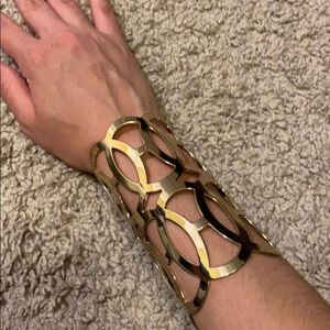 Gold long cuff bracelet